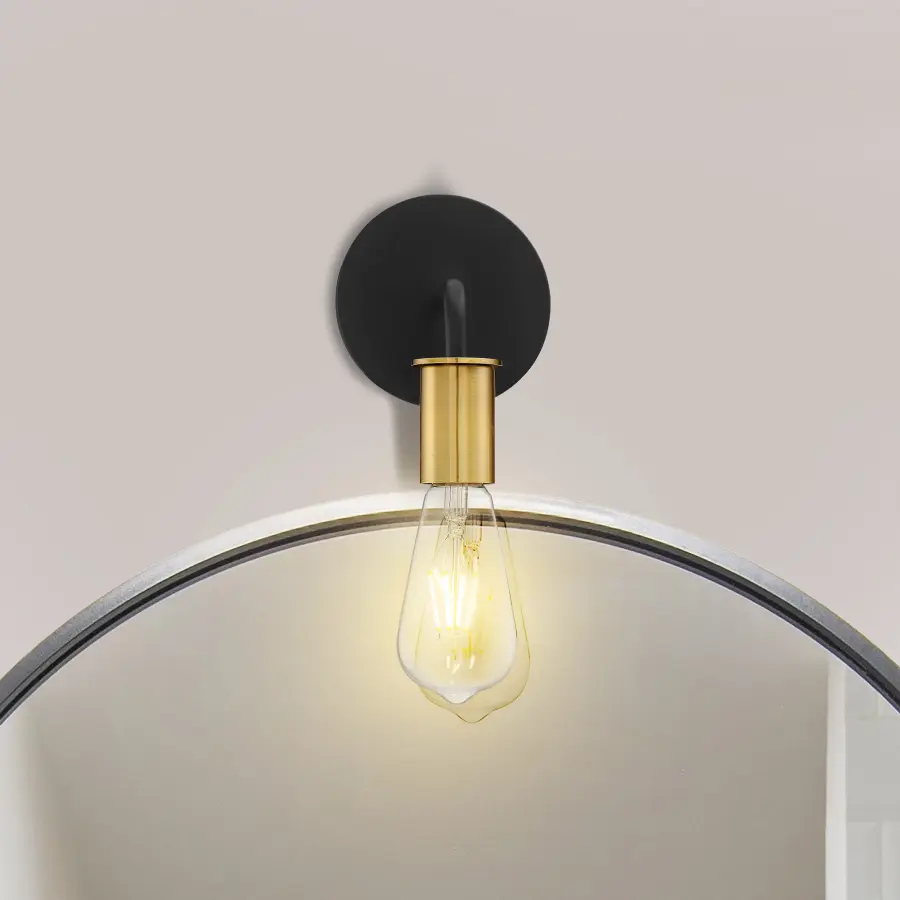 Ryder 1-Light Wall Sconce in Black with Brushed Brass - Image 9
