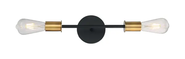 Ryder 2-Light Vanity Fixture in Black with Brushed Brass - Image 3