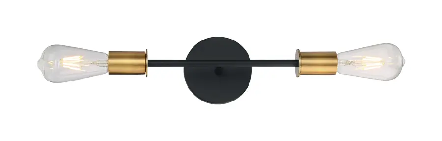 Ryder 2-Light Vanity Fixture in Black with Brushed Brass - Image 3