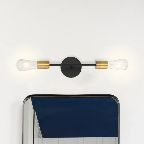 Ryder 2-Light Vanity Fixture in Black with Brushed Brass - Image 7