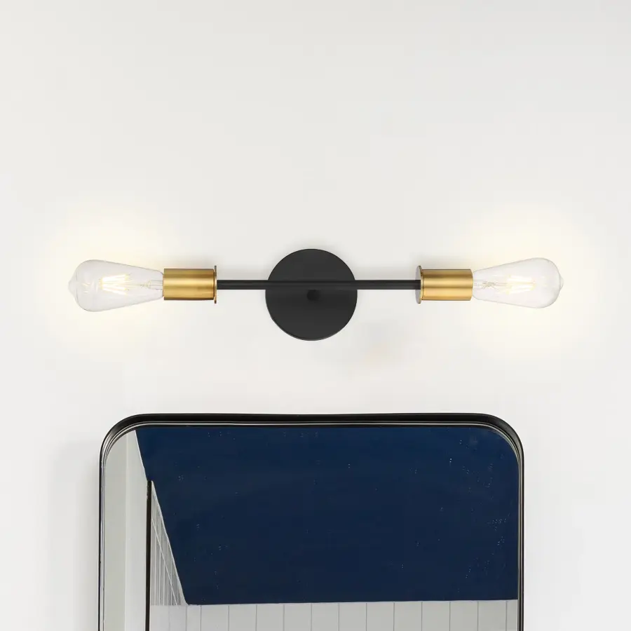 Ryder 2-Light Vanity Fixture in Black with Brushed Brass - Image 7