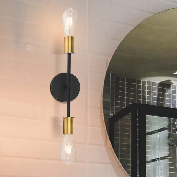 Ryder 2-Light Vanity Fixture in Black with Brushed Brass - Image 9