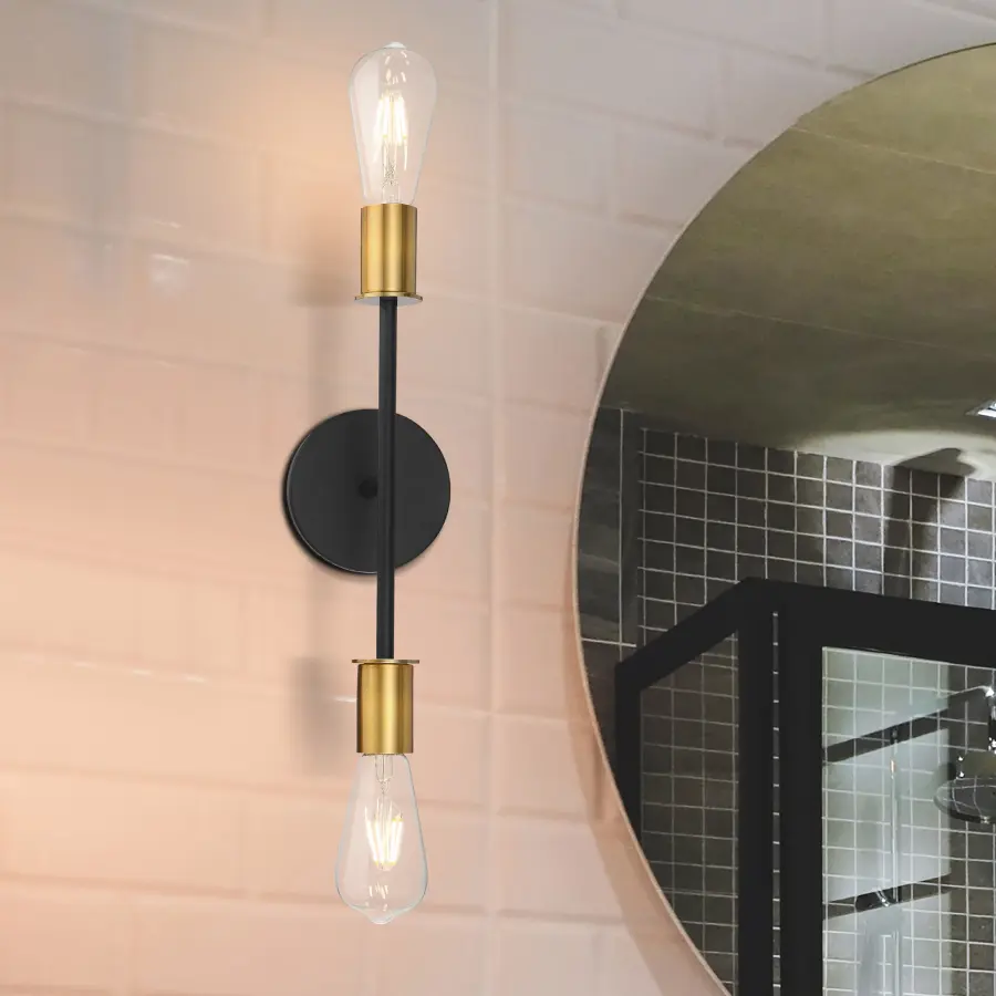 Ryder 2-Light Vanity Fixture in Black with Brushed Brass - Image 9