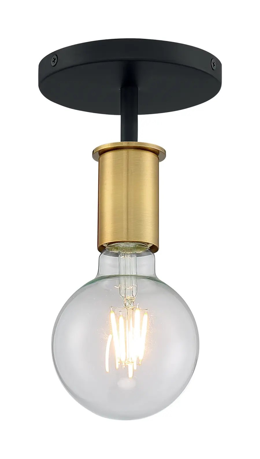 Ryder 1-Light Semi Flush Mount in Black with Brushed Brass - Image 3