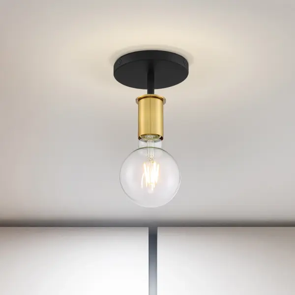 Ryder 1-Light Semi Flush Mount in Black with Brushed Brass - Image 7