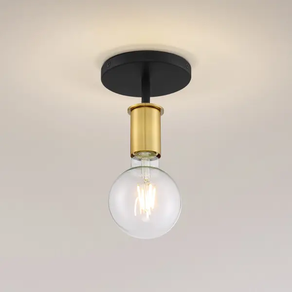 Ryder 1-Light Semi Flush Mount in Black with Brushed Brass - Image 9