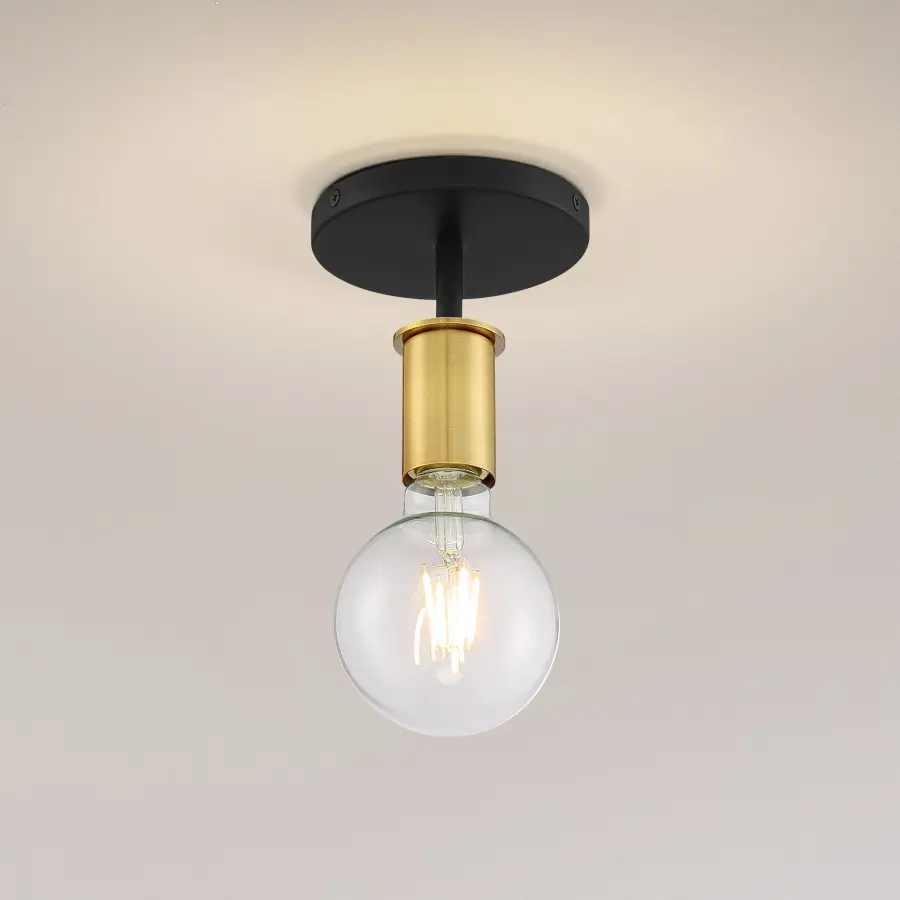 Ryder 1-Light Semi Flush Mount in Black with Brushed Brass - Image 9