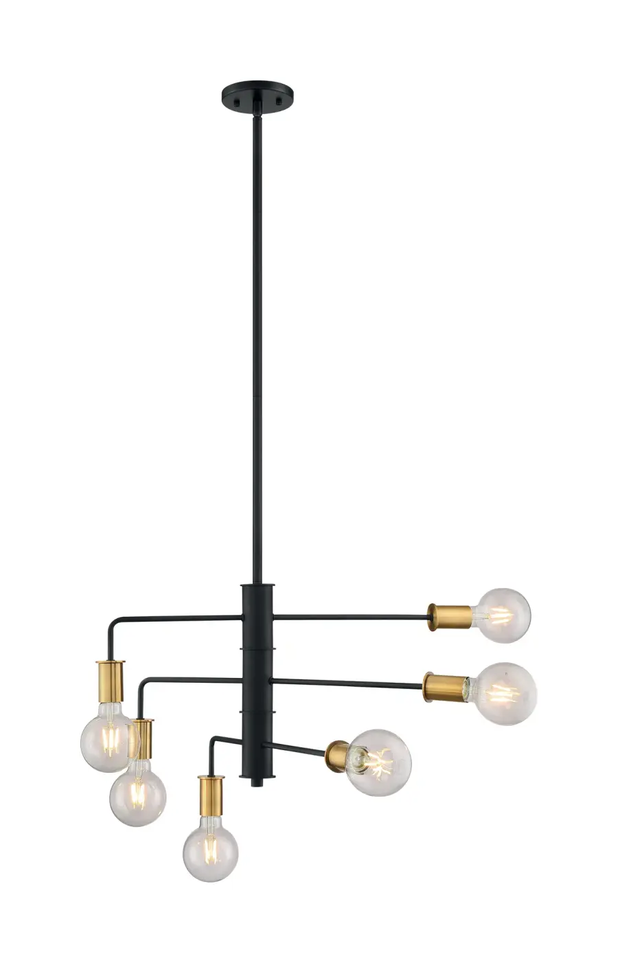 Ryder 6-Light Chandelier in Black with Brushed Brass Sockets - Image 5