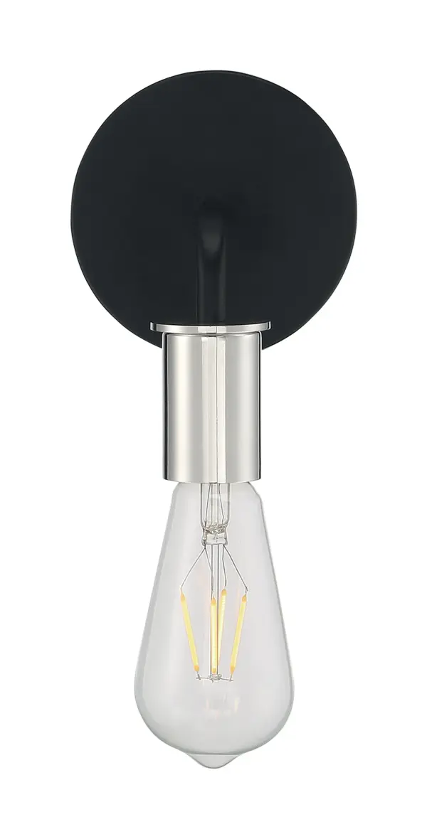 Ryder 1-Light Wall Sconce in Black with Polished Nickel - Image 3