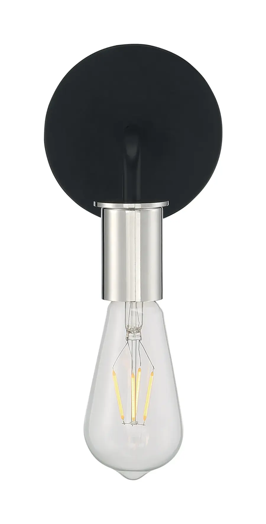 Ryder 1-Light Wall Sconce in Black with Polished Nickel - Image 3