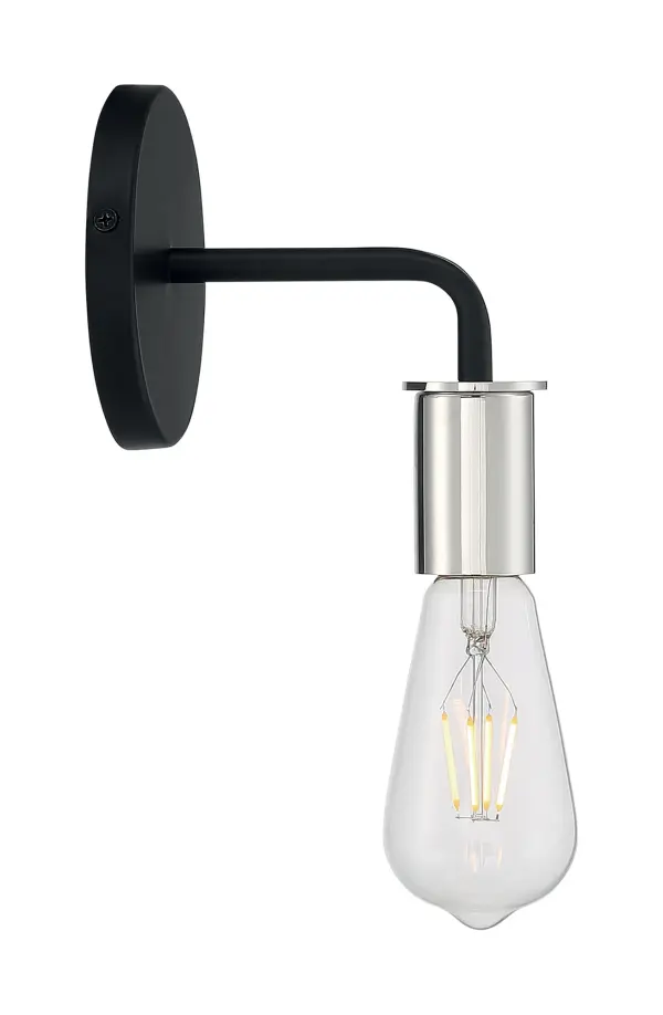 Ryder 1-Light Wall Sconce in Black with Polished Nickel - Image 4