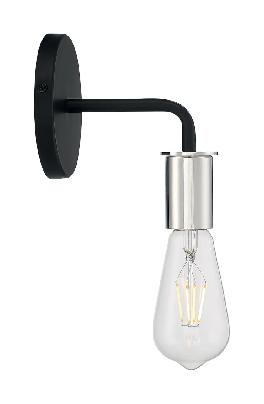 Ryder 1-Light Wall Sconce in Black with Polished Nickel - Image 4