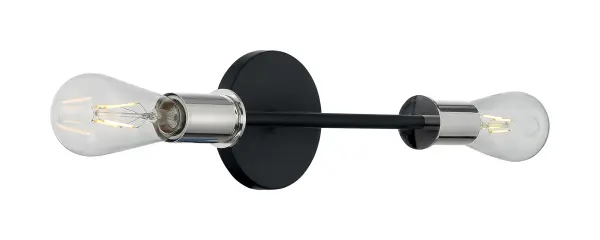 Ryder 2-Light Vanity Fixture in Black with Polished Nickel - Image 1