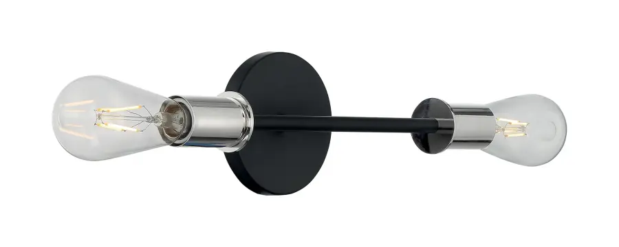 Ryder 2-Light Vanity Fixture in Black with Polished Nickel - Image 2