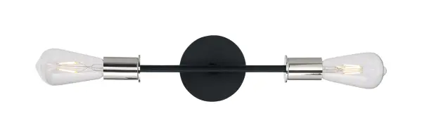 Ryder 2-Light Vanity Fixture in Black with Polished Nickel - Image 3