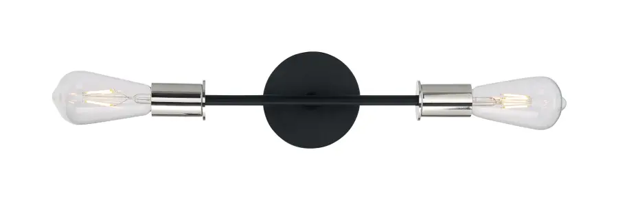 Ryder 2-Light Vanity Fixture in Black with Polished Nickel - Image 3