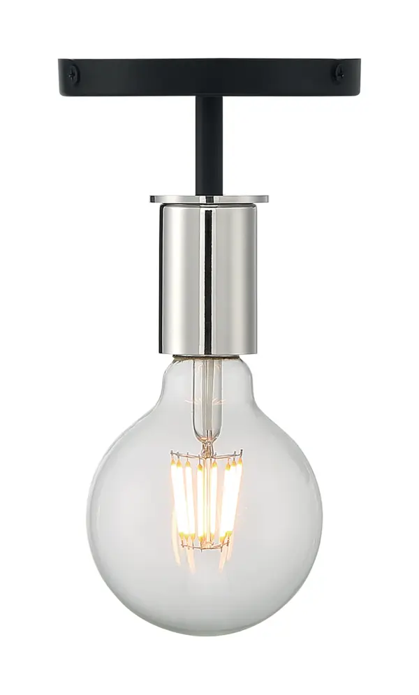 Ryder 1-Light Semi Flush Mount in Black with Polished Nickel - Image 3