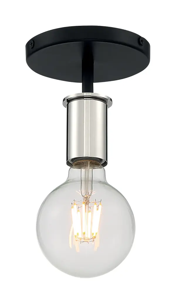 Ryder 1-Light Semi Flush Mount in Black with Polished Nickel - Image 4