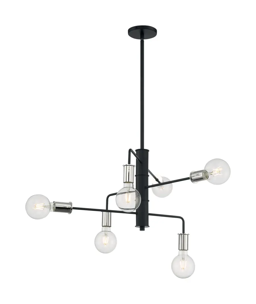 Ryder 6-Light Chandelier in Black with Polished Nickel - Image 2