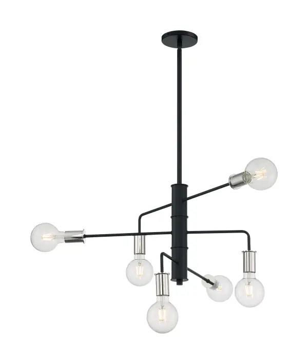 Ryder 6-Light Chandelier in Black with Polished Nickel - Image 3