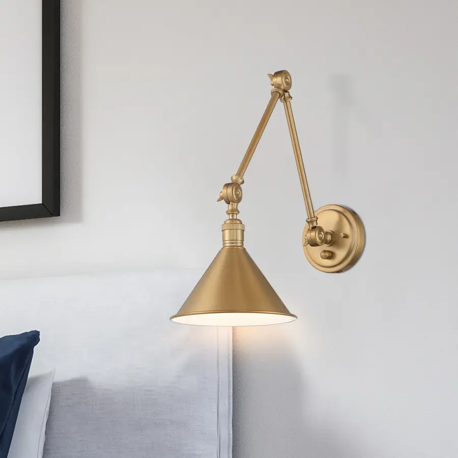 Delancey Swing Arm Wall Lamp in Burnished Brass - Image 7