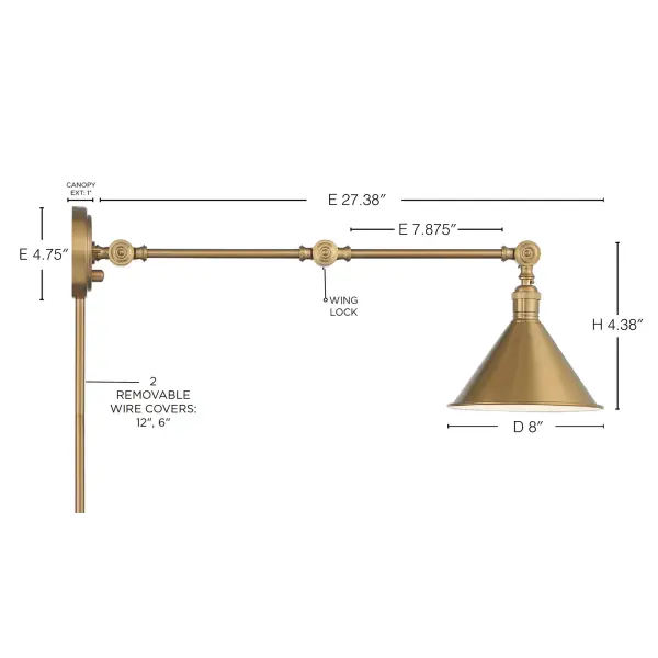 Delancey Swing Arm Wall Lamp in Burnished Brass - Image 8
