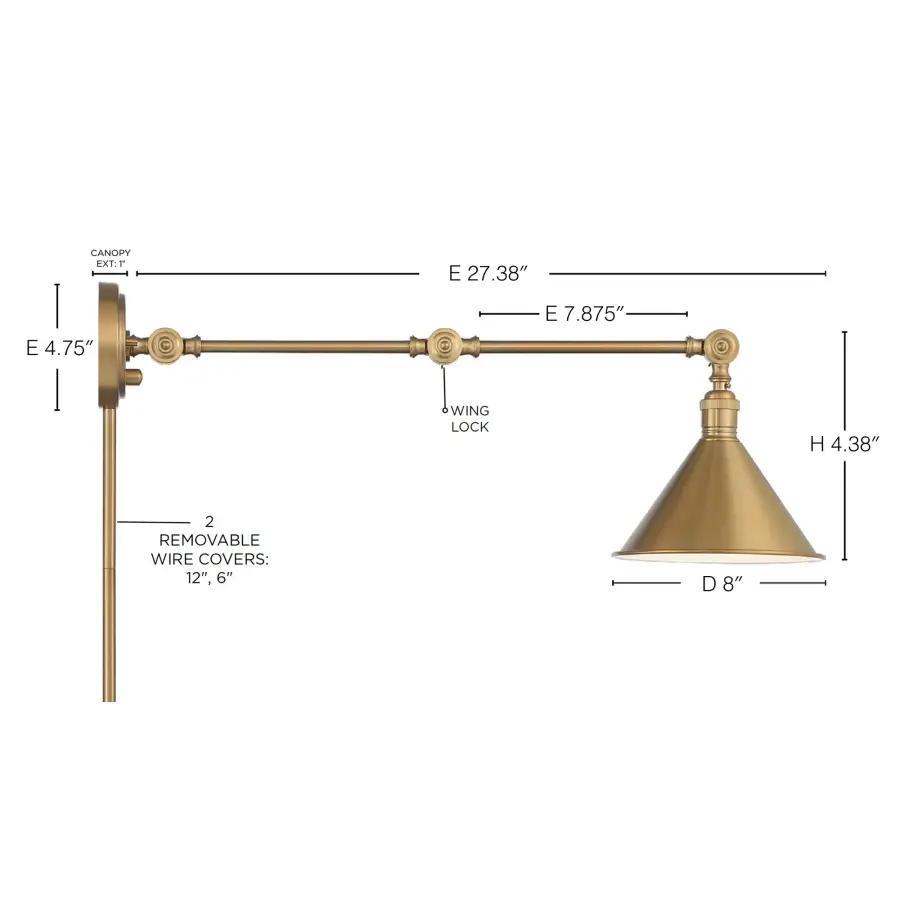 Delancey Swing Arm Wall Lamp in Burnished Brass - Image 8