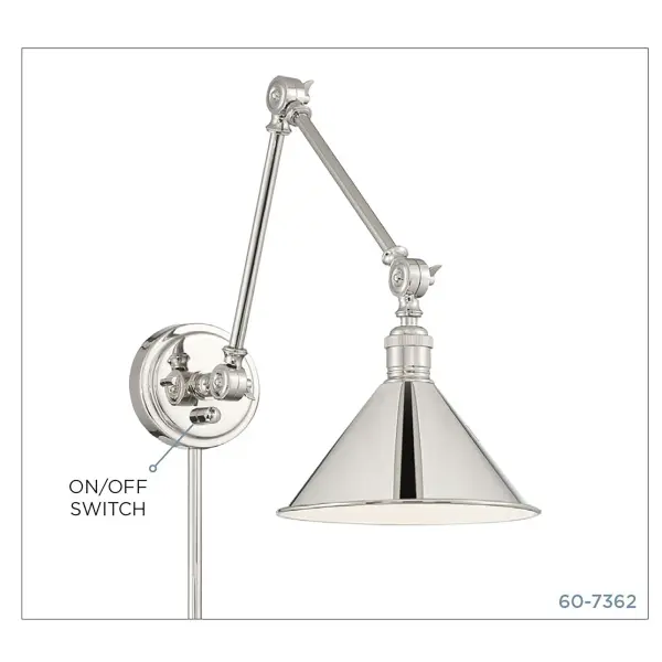 Delancey Swing Arm Wall Lamp in Polished Nickel - Image 6