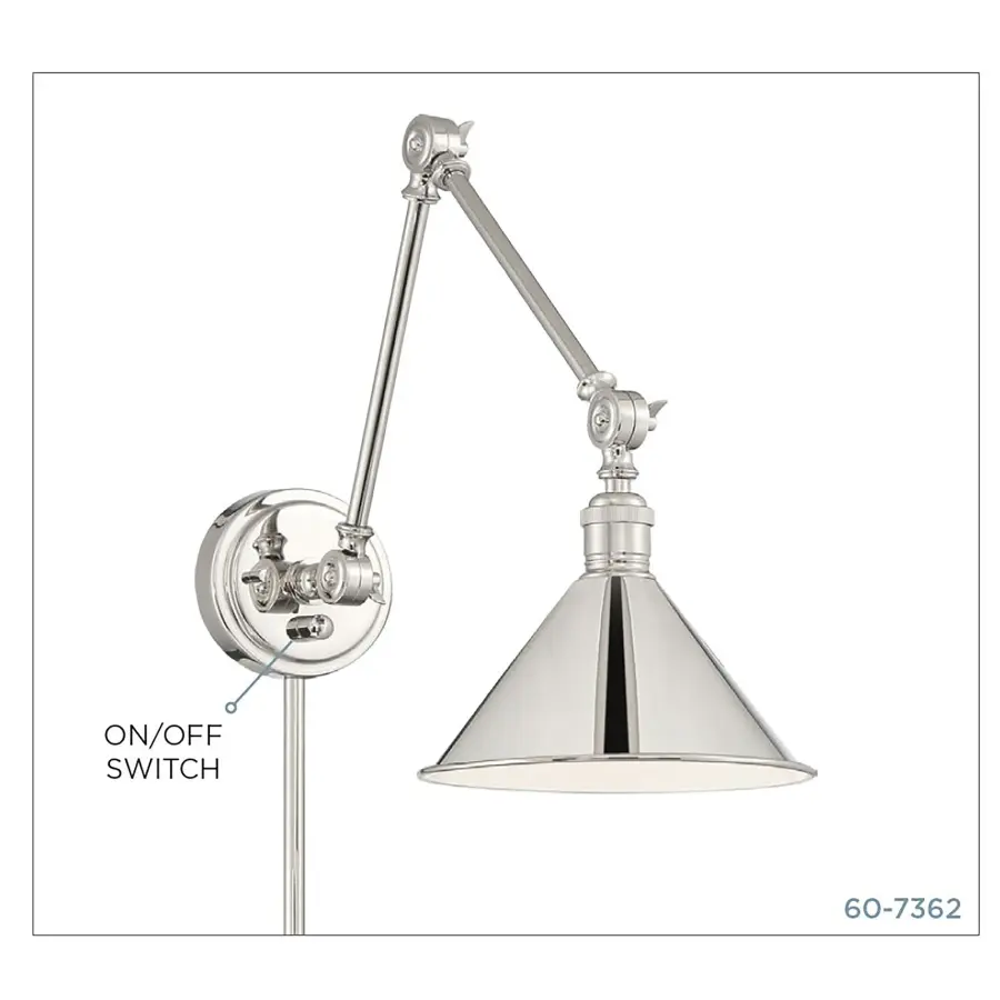 Delancey Swing Arm Wall Lamp in Polished Nickel - Image 6