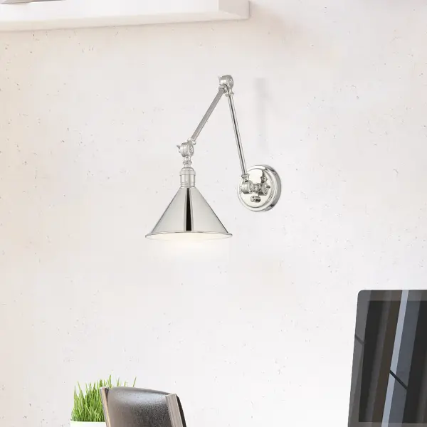 Delancey Swing Arm Wall Lamp in Polished Nickel - Image 9