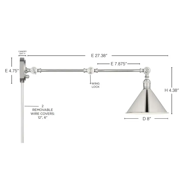 Delancey Swing Arm Wall Lamp in Polished Nickel - Image 10