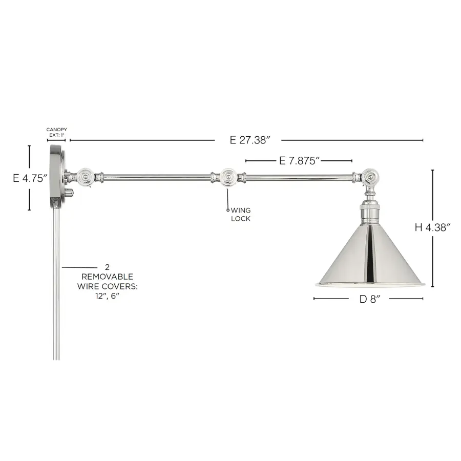 Delancey Swing Arm Wall Lamp in Polished Nickel - Image 10