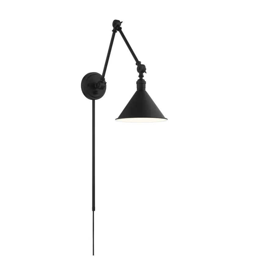 Delancey Swing Arm Wall Lamp in Matte Black - Image 1