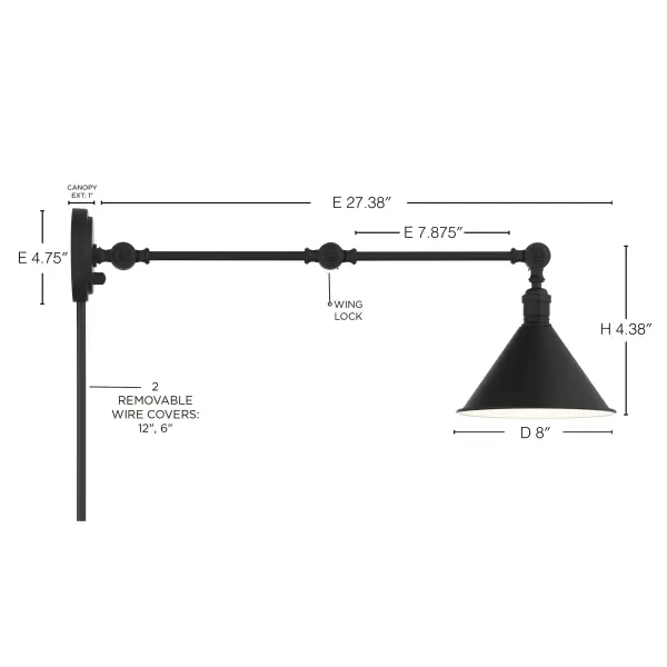 Delancey Swing Arm Wall Lamp in Matte Black - Image 7