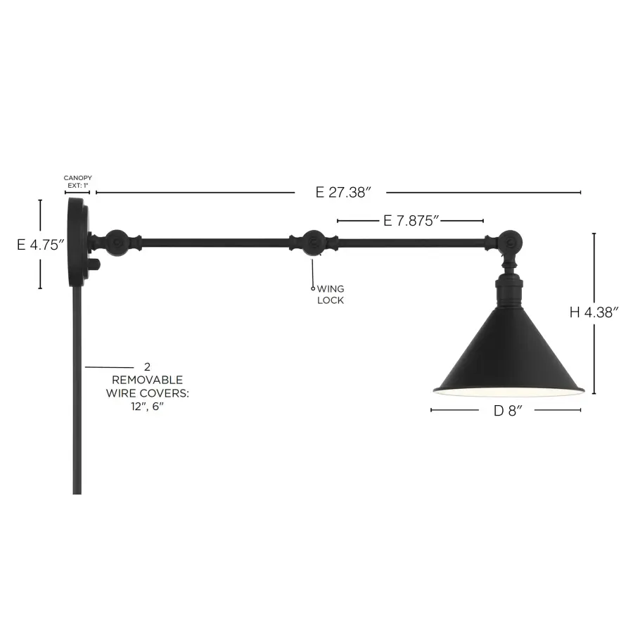 Delancey Swing Arm Wall Lamp in Matte Black - Image 7