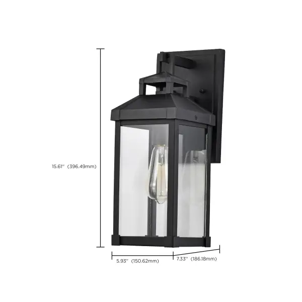 Corning 1-Light Medium Outdoor Wall Lantern in Matte Black - Image 9
