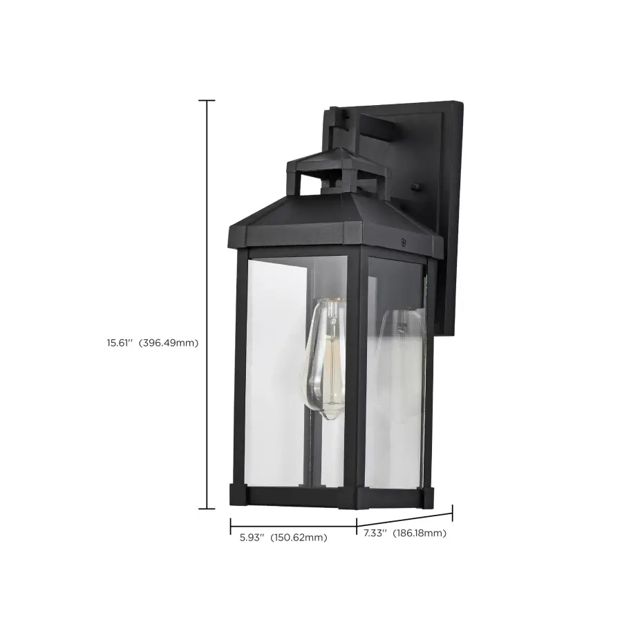 Corning 1-Light Medium Outdoor Wall Lantern in Matte Black - Image 9