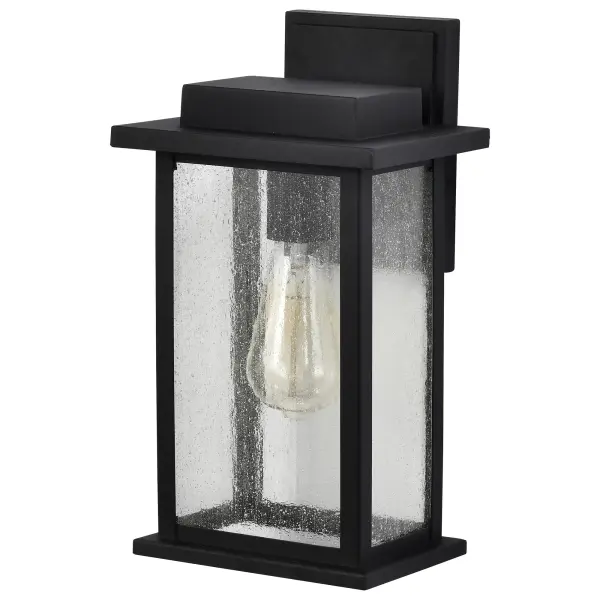 Sullivan Medium Wall Lantern - Matte Black with Clear Seeded Glass - Image 1