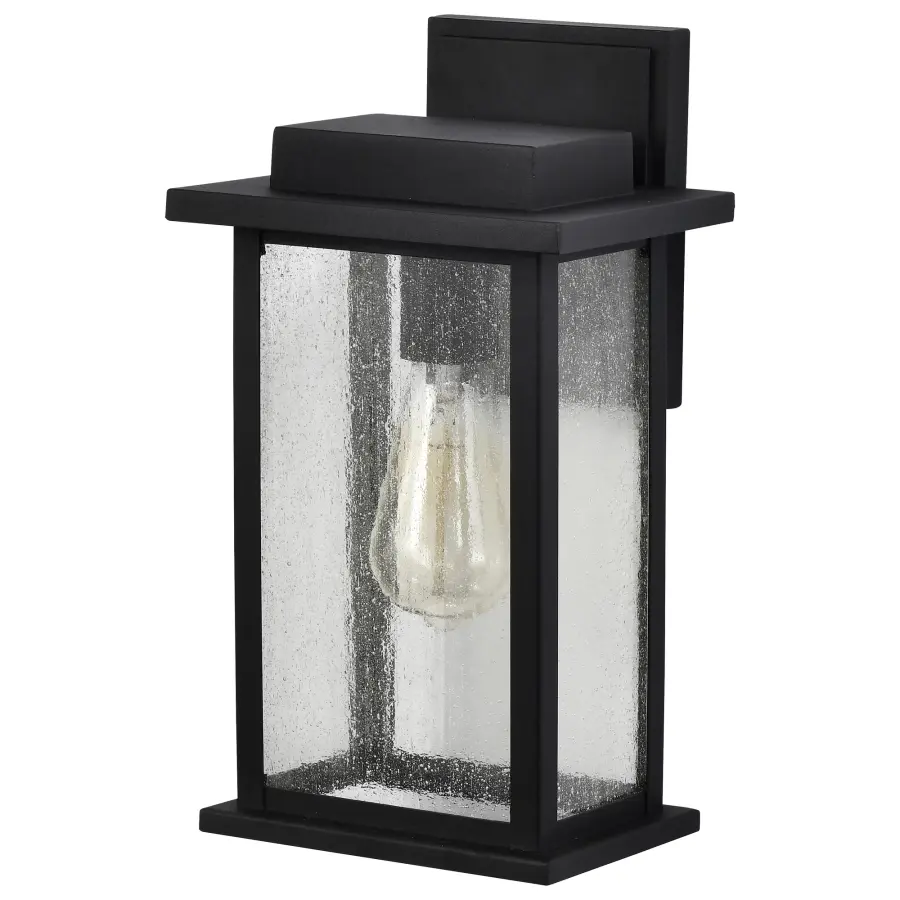 Sullivan Medium Wall Lantern - Matte Black with Clear Seeded Glass - Image 1