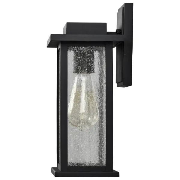 Sullivan Medium Wall Lantern - Matte Black with Clear Seeded Glass - Image 2