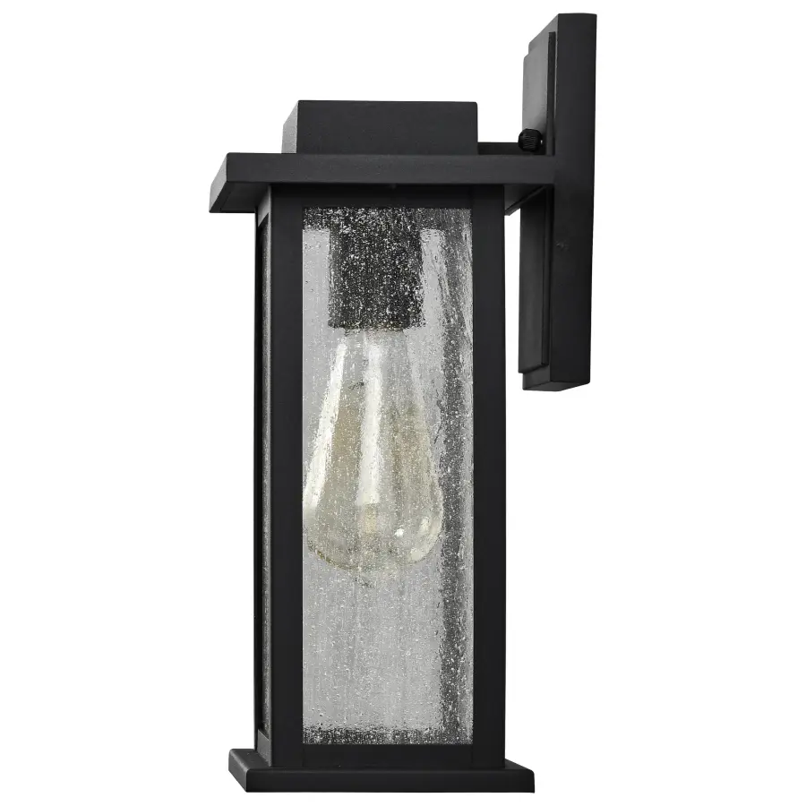 Sullivan Medium Wall Lantern - Matte Black with Clear Seeded Glass - Image 2