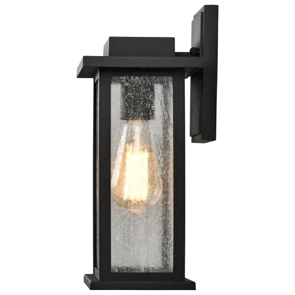 Sullivan Medium Wall Lantern - Matte Black with Clear Seeded Glass - Image 3
