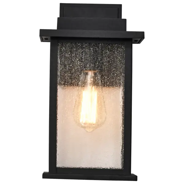 Sullivan Medium Wall Lantern - Matte Black with Clear Seeded Glass - Image 4