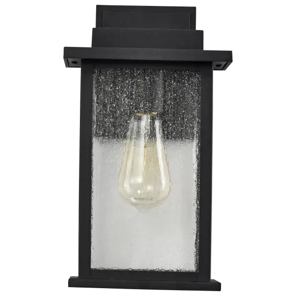 Sullivan Medium Wall Lantern - Matte Black with Clear Seeded Glass - Image 5