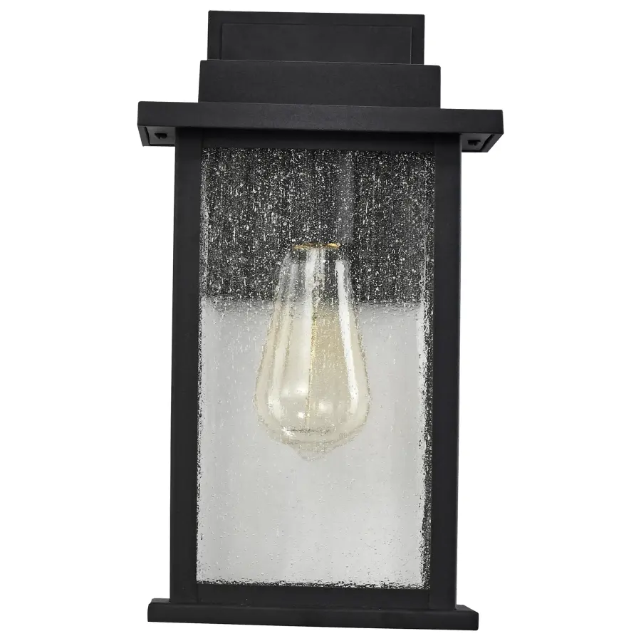 Sullivan Medium Wall Lantern - Matte Black with Clear Seeded Glass - Image 5
