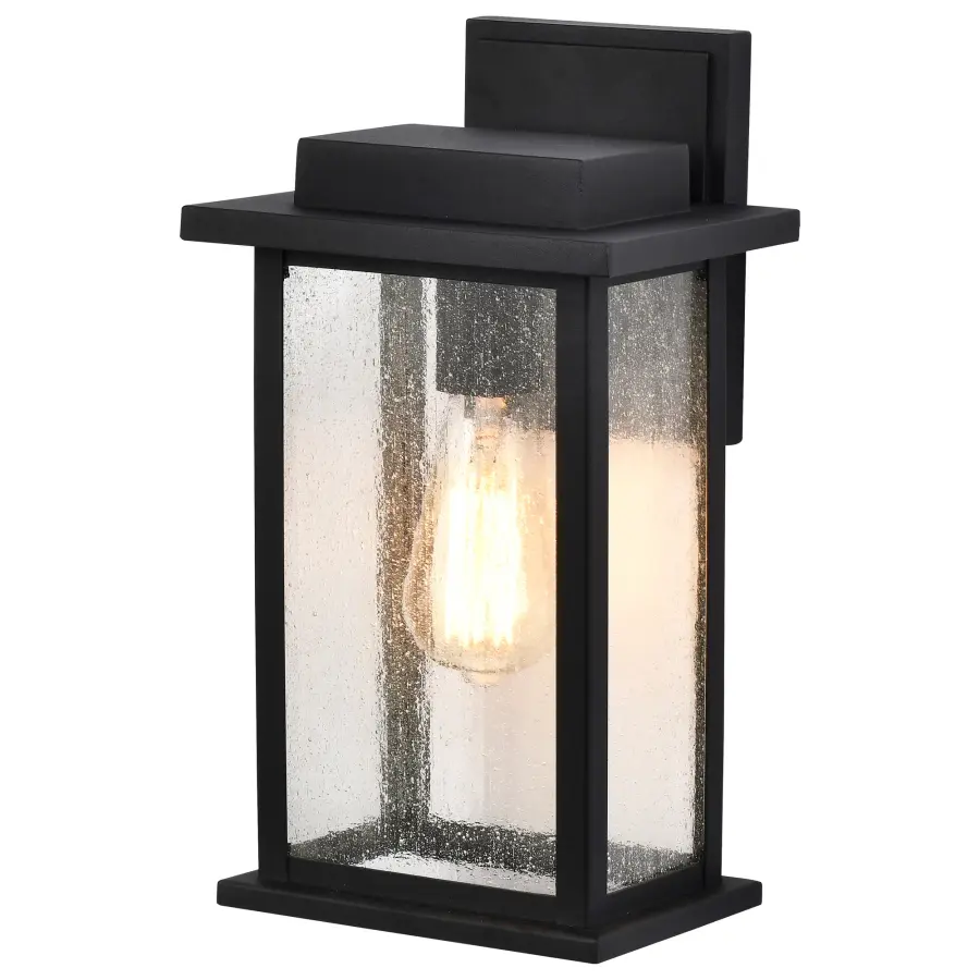 Sullivan Medium Wall Lantern - Matte Black with Clear Seeded Glass - Image 6