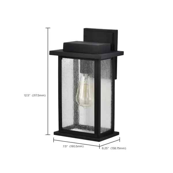 Sullivan Medium Wall Lantern - Matte Black with Clear Seeded Glass - Image 10