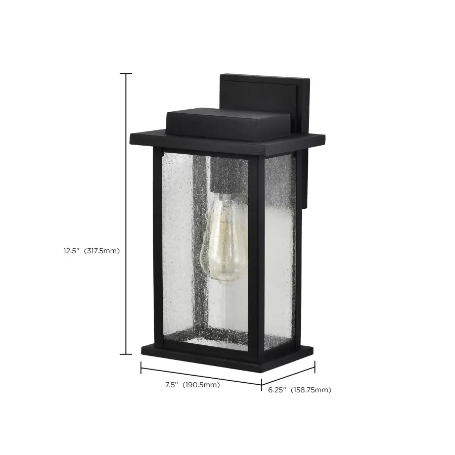 Sullivan Medium Wall Lantern - Matte Black with Clear Seeded Glass - Image 10