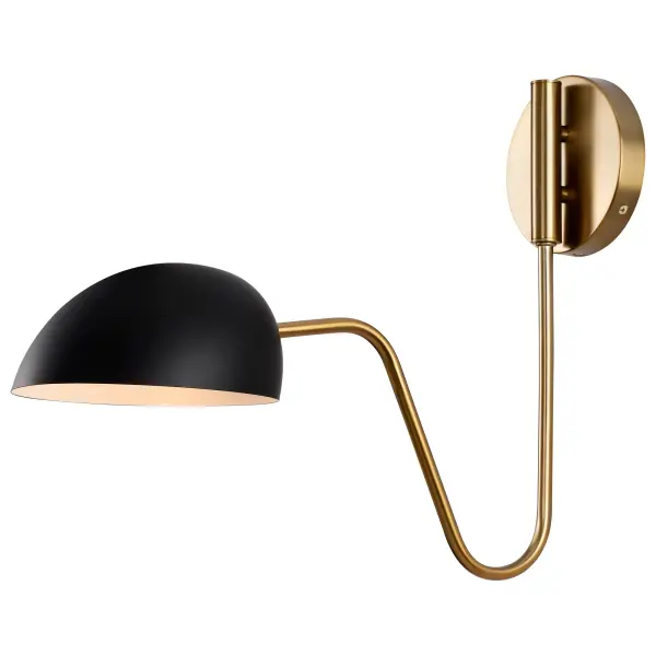 Trilby 1-Light Adjustable Wall Sconce in Matte Black with Burnished Brass - Image 2