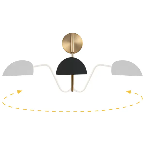 Trilby 1-Light Adjustable Wall Sconce in Matte Black with Burnished Brass - Image 3